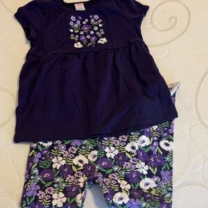 Gymboree Purple and White Floral Kids matching Set
